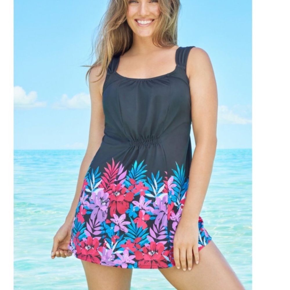 Nwt Swimsuits For All 2pc Smocked Swimdress Set Plus Size Woman Within Size 30